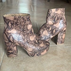 Free People Snakeskin Platform Booties